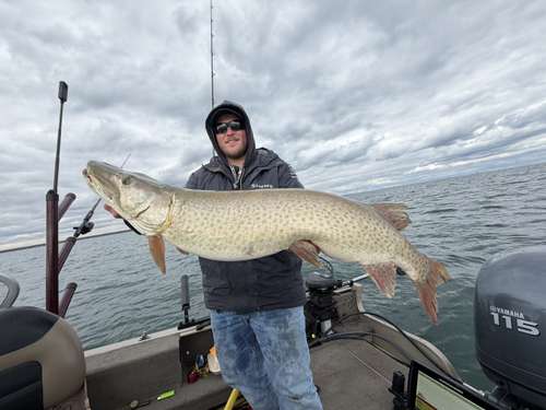 Captain Jesse with a huge Lake Erie musky