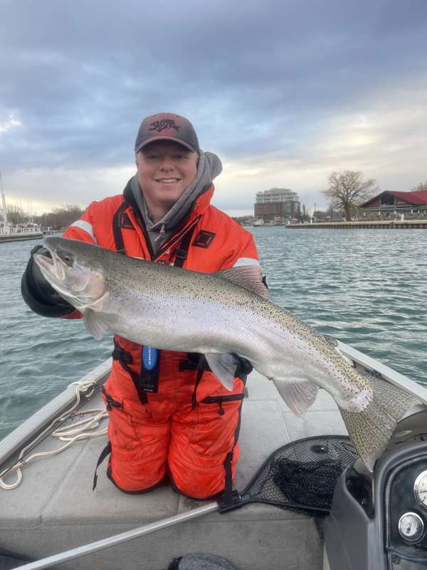 Captain Nick with a monster rainbow trout in Port Dalhousie